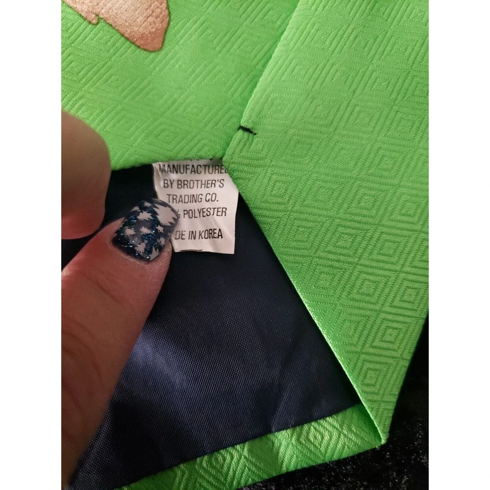 Vintage Purbo Prestige Italy Golf Neck Tie Mens Green Black Career Wear